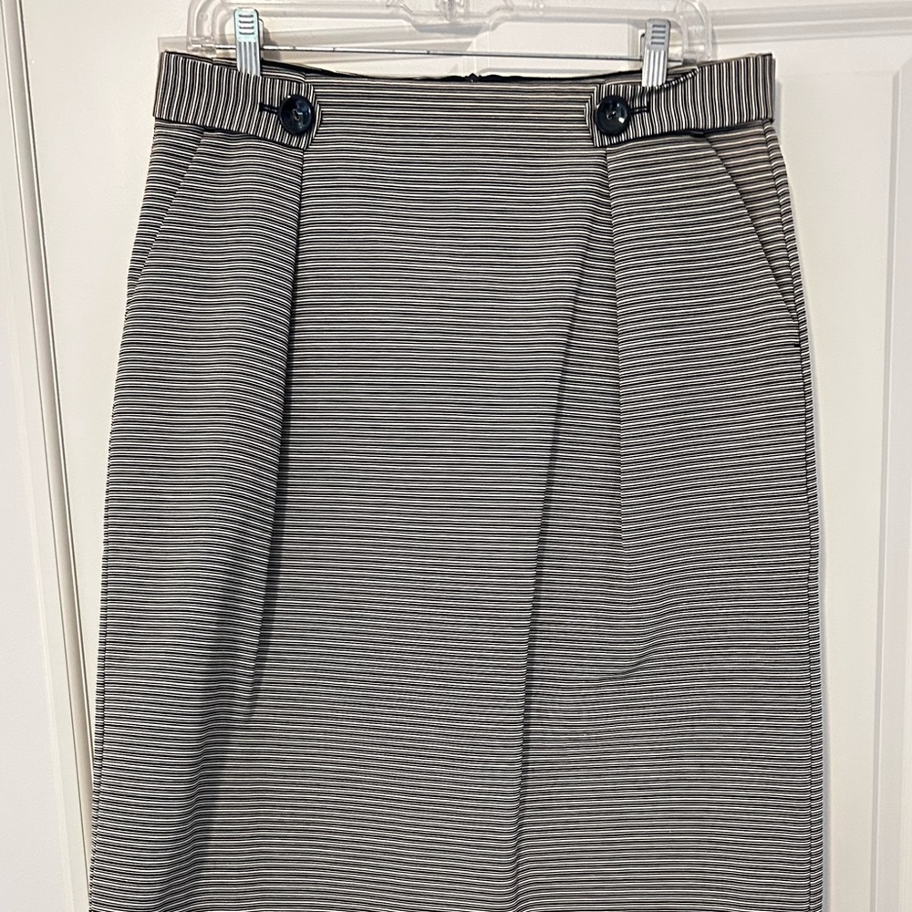 LK Bennett Black and White Striped Pencil Skirt